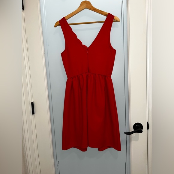 Gianni Bini - Scallop Detail Fit and Flare Mini Dress- Red - Picture 2 of 4